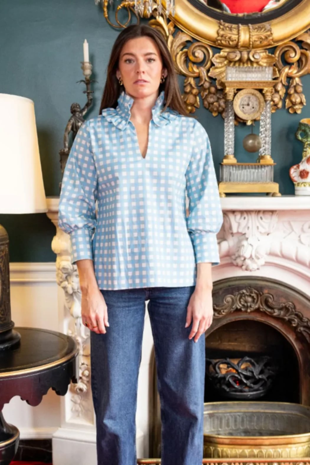 House of MBR Harper Estate Top - Blue Gingham