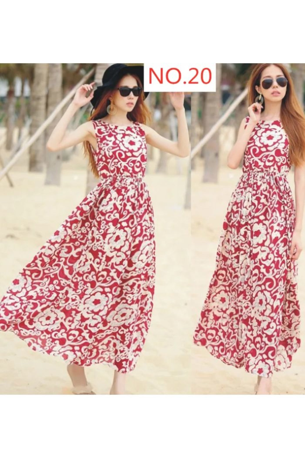 Boho Summer Maxi Dress Red And White Floral Dress Summer Dresses For Women Relaxed Fit