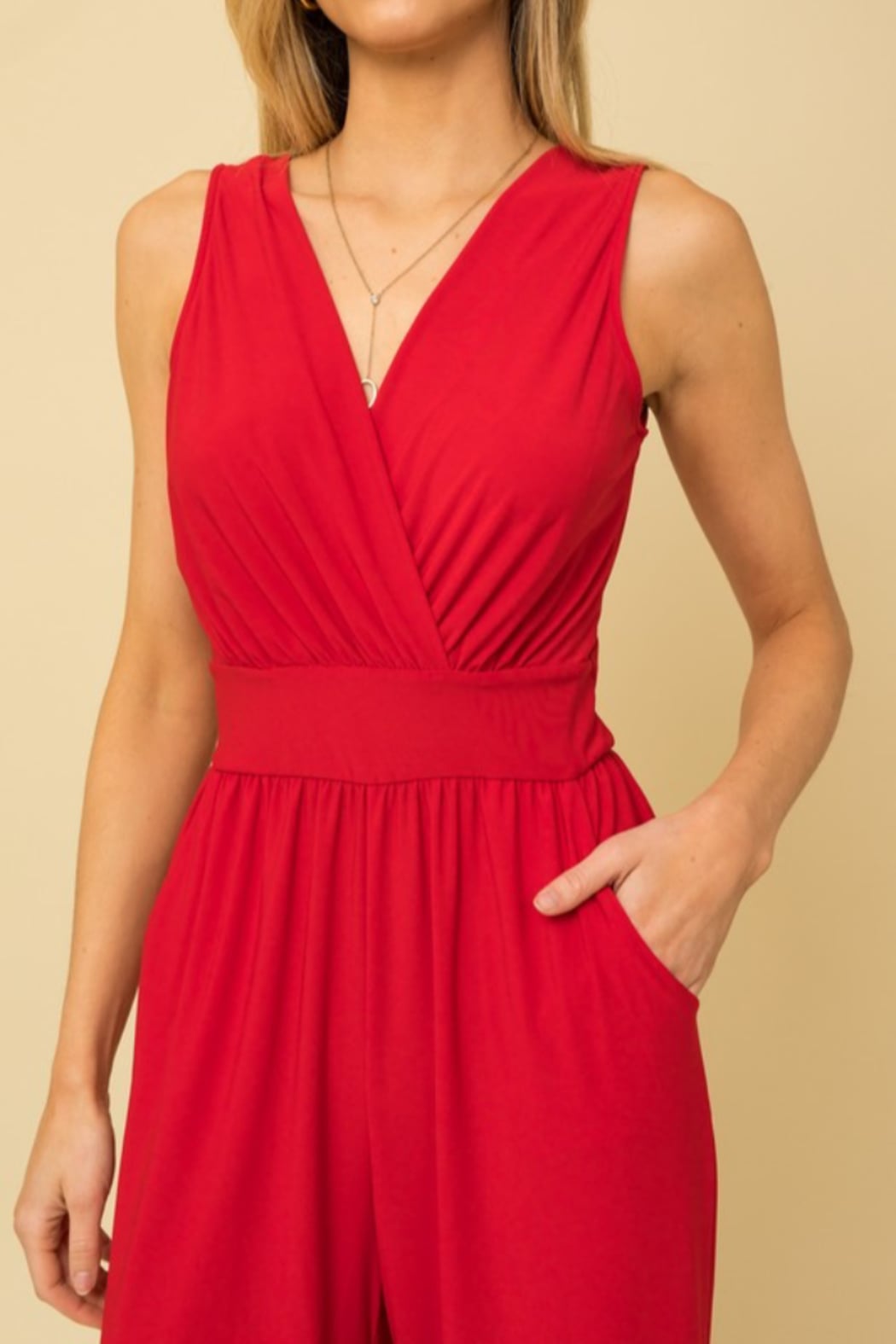 Surplice Cropped Jumpsuit