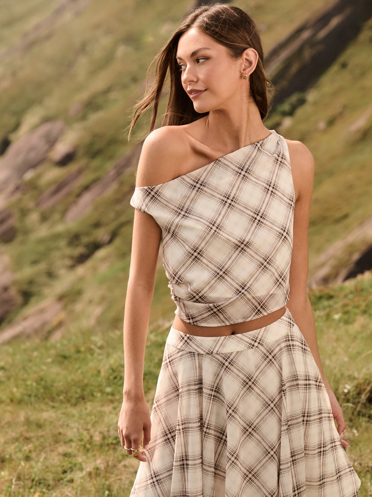 Marin Plaid Asymmetrical Top