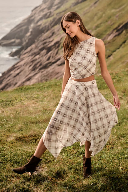Marin Plaid Asymmetrical Top