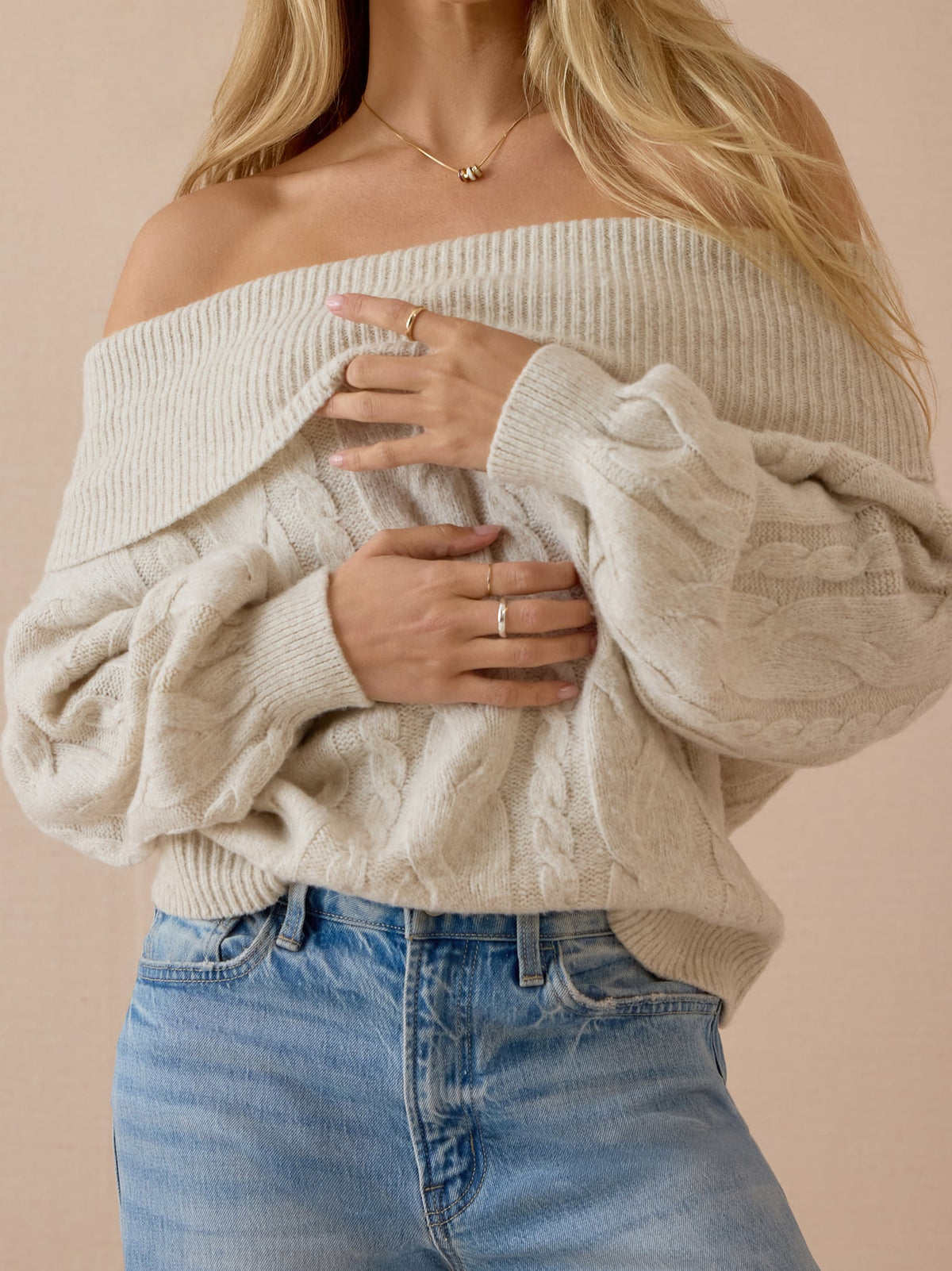 Banks Cable Fold Over Sweater
