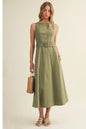 Belted Topstitch Maxi Dress