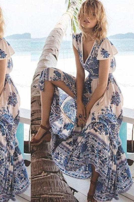 Boho Floral Maxi Dress - Spring Dress