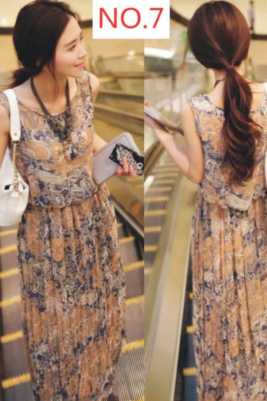 Boho Summer Maxi Dress Orange Floral Dress Summer Dresses For Women Relaxed Fit