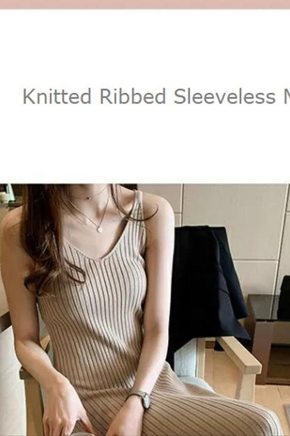 Knitted Ribbed Sleeveless Maxi Dress