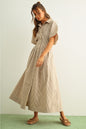 LILLY Striped Button-Front Maxi Dress