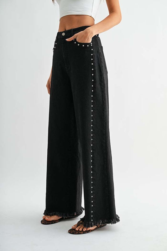 Midnight Stud Wide-Leg Jeans