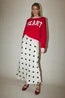 Polka Dot Satin Midi Skirt