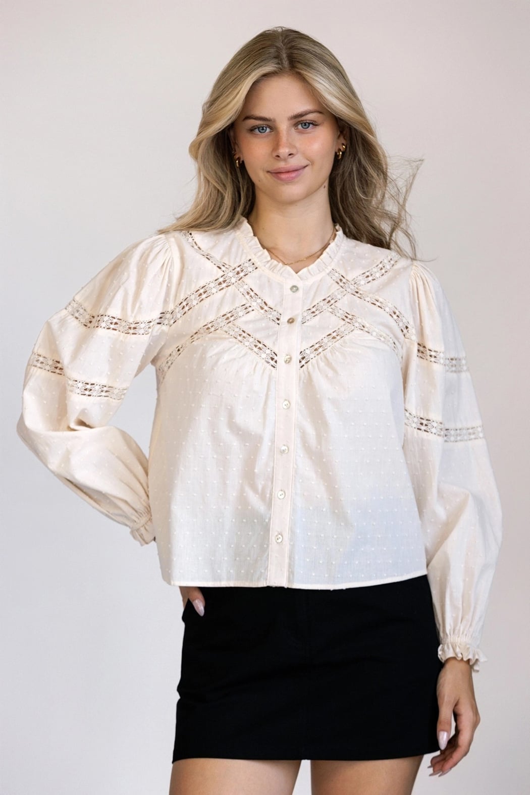 PreviousNext New arrival     Swiss Dot Long Sleeve Blouse