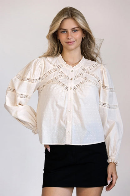 PreviousNext New arrival     Swiss Dot Long Sleeve Blouse