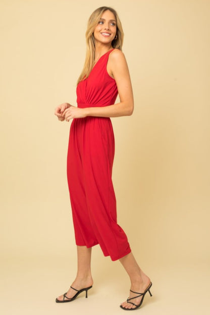 Surplice Cropped Jumpsuit