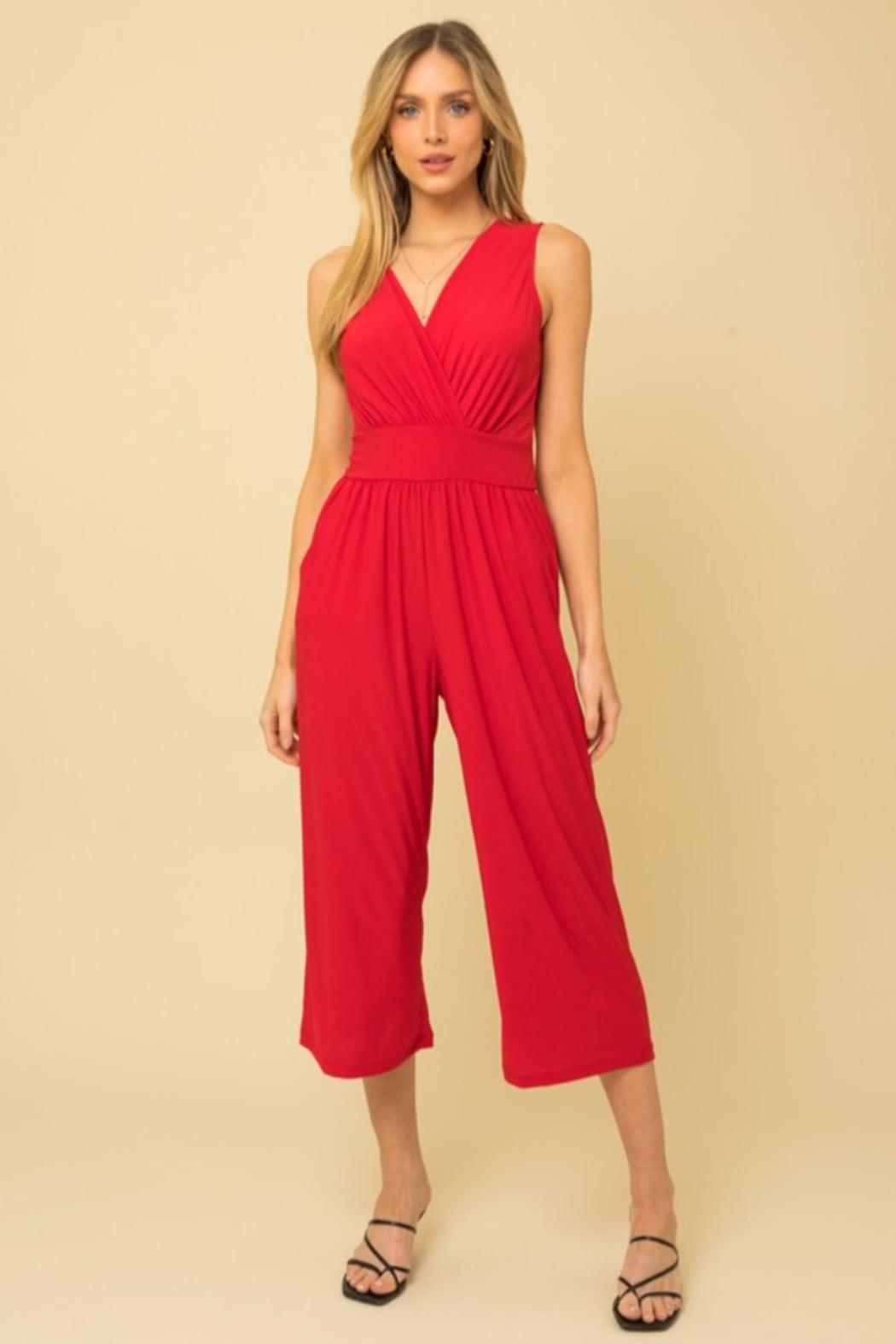 Surplice Cropped Jumpsuit