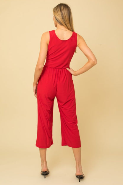 Surplice Cropped Jumpsuit