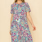 Women's Paisley Short Sleeve Midi Dress with Pockets