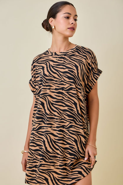 Tiger Print Mini T-Shirt Dress