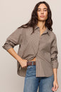 Z Supply On Duty Gingham Button Up Top in Dark Chocolate